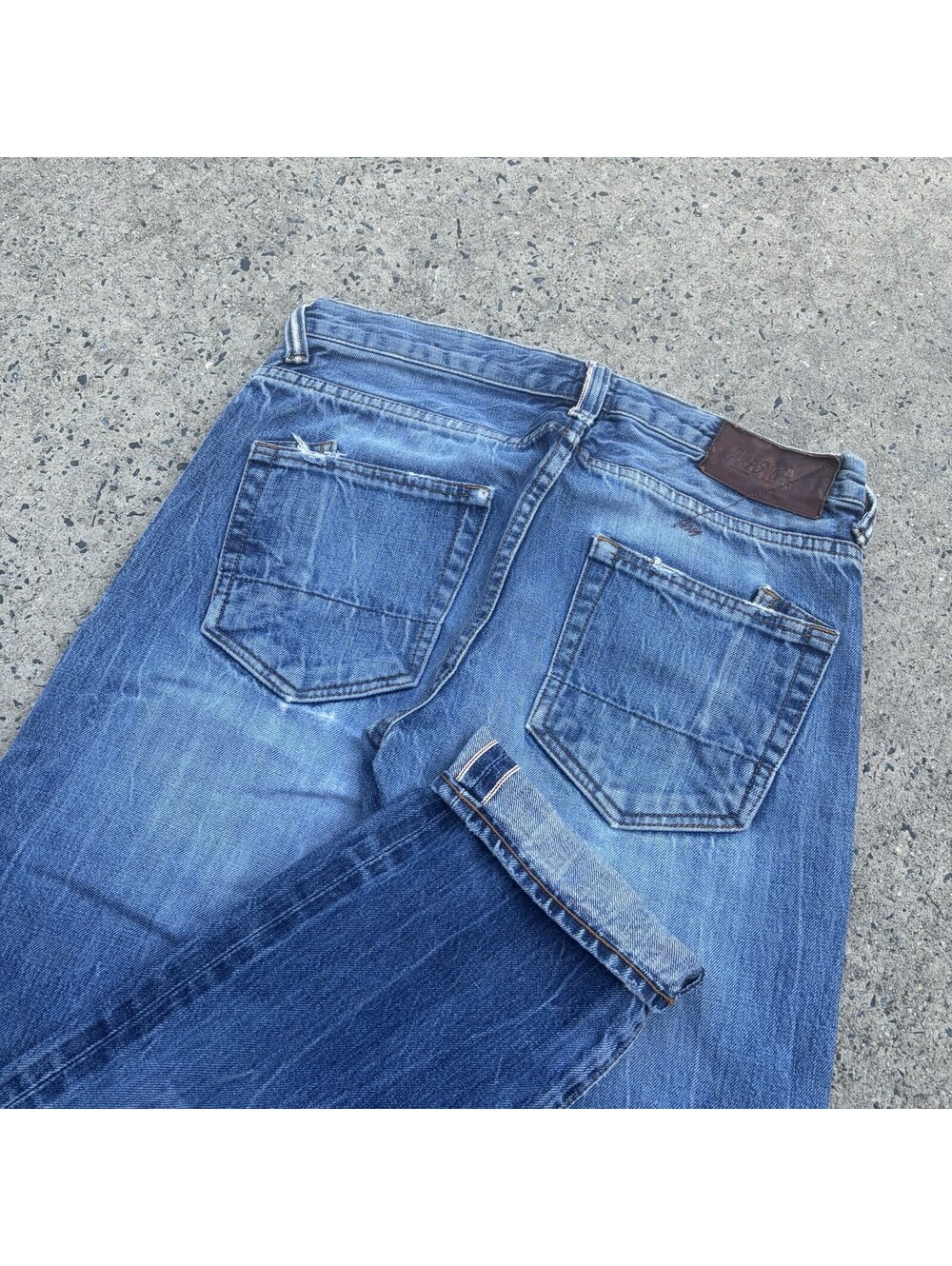 PRPS Barracuda Selvedge Jeans Button Fly Medium Wash Faded Distressed Size 32